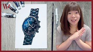 Watercolor Tutorial- How to Paint a Realistic Watch- Windy Shih