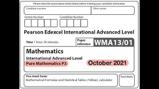 Edexcel IAL Maths - P3 - October 2021