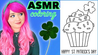 ASMR Coloring a St. Patrick's Day Cupcake | Calming ASMR Coloring for Relaxation & Stress-Relief