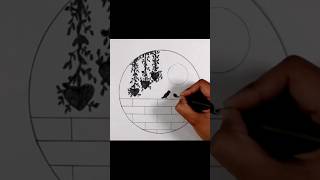 circle scenery drawing 💞#youtubeshorts #trending #viral #shorts