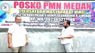 FirmanJaya Daeli Serahkan Bantuan Dampak Covid19  Posko PMN Medan