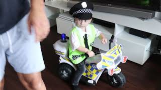 Little Police Men learning to drive his bike