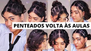 4 PENTEADOS FÁCEIS com elástico preso ou solto *volta as aulas - Gabriela Megan