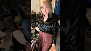 OOTD black satin blouse from 1990s