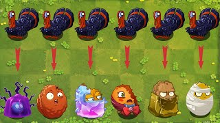 Pvz 2 Gameplay - All Plants Power Up Vs 99 Turkey Zombie - Who's Best Plant ？