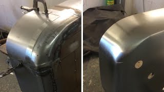 Metal finishing welded panel repair sections car bodywork. Tips and Tricks #53