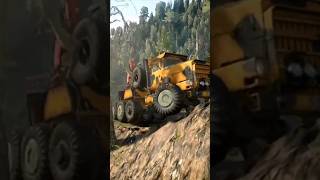 Truck driving through stone mines #off #road #snowrunner #mod #crane #operator #awd #rwd #mines #otr