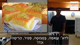 איתי דקל תלמיד מדרסת אליהוד בהרצאה קצרה: ה"חָלָוִיָאת" (מאכלים מתוקים) בעולם הערבי