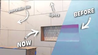 Master BATHROOM |  Shower Tile and Lights