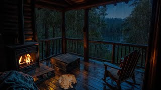 Relax On The Porch On A Rainy Day🌦️ Rainy Day and Bonfire for Restful Sleep & Relaxation🔥💤