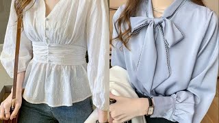 New Trendy Chiffon Blouse dresses || latest design fashionable outfits