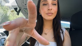 ASMR in a car  (lofi, hand movements, face brushing, tapping, scratching, nature sounds)