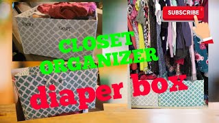 closet organizer made from diaper box..