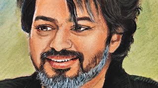 Vijay Thalapathy Dry Pastel Painting||