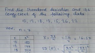 Statistics : Standard Deviation and it's Coefficient of Individual Series