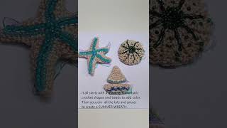 Summer crochet wreath - crochet starfish, crochet urchin, crochet sailboat #shorts  Crochet Summer