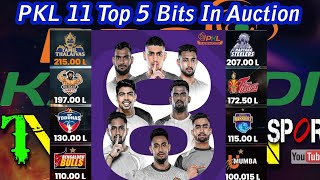 PKL 11 - Day 1 Auction Top 5 Amount in Each Category |  Pro Kabaddi 2024