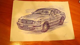 Как нарисовать машину Toyota Crown JZS140 How to draw a car Toyota Crown JZS140