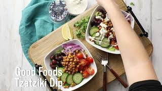 Chickpea Greek Bowl with Good Foods Tzatziki Dip