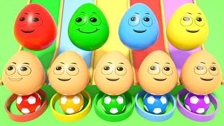 Color Eggs in a Pool | Surprise Eggs, Vehicles and Slides | Baby Nursery Rhymes & Kids Songs