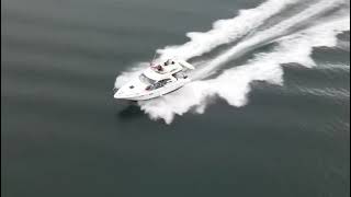 Bojangles Sealine Statesman 360 flybridge under way North Wales Peninsula