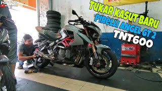 TUKAR KASUT BARU | PIRELLI ANGEL GT 2 | BENELLI TNT600