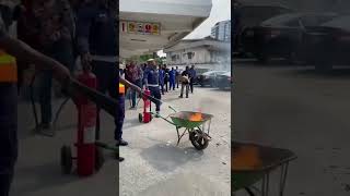 Nigeria's Fire Service couldn't put off fire in a wheelbarrow during a fire safety demonstration.