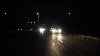 Highway at night, darkness  (rear camera, wide shot, driving plate, 4k free footage)