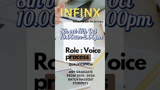 INFINX interview for freshers | walk in interview | 8th oct-11th oct