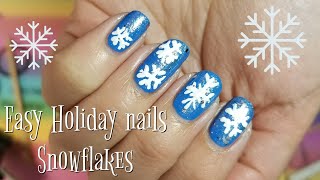 Easy Holiday Nails | Snowflake Nails