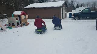 Kitty cat snowmobile race