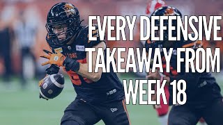 CFL ALL DEFENSIVE TAKEAWAYS FROM WEEK 18