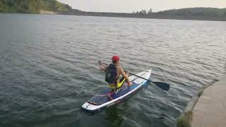 Sit on battery and turn a SUP motor