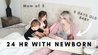 24 Hours With Newborn Baby | 5 Day Old Newborn + Exclusively Breastfeeding