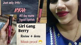 Nykaa all day matte liquid lipstick | Girl Gang (Berry)| Review + Demo | Affordable just only 349/-