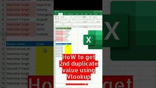 How to get 2nd duplicate value using vlookup #excel #exceltips #exceltutorial #shorts