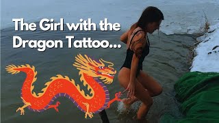 winter swimming - a girl with a tattoo