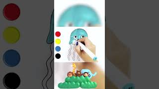 Dibujar y Colorea Medusas | Dibujos Para Niños | Aprender Colores & Animales & Español y Inglés