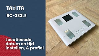 TANITA BC-333LE Locatiecode, datum en tijd instellen, & profiel