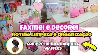 FAXINEI E DECOREI 🏡 Faxina limpeza + ORGANIZAÇÃO COMPRINHAS /Rotina de dona de casa Lavanderia fofa