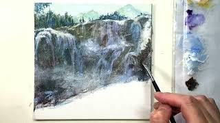 Sunshine Waterfall/ Easy Acrylic Painting Tutorial For Beginners Step By Step #420