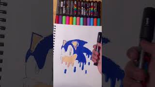 Drawing Sonic with posca markers! Drip effect! #subscribe #art #posca