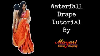 How to drape Saree on lehenga / Waterfall pallu/ zig-zag pallu / Cascade pallu / Cancan drape /