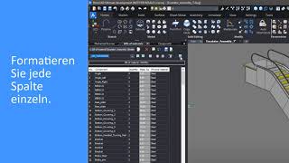 Neues Mechanisches Stücklisten Panel - BricsCAD Mechanical