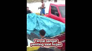 Berebut terpal saat hujan