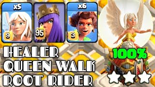 UNSTOPPABLE!!! Queen Walk With Healer + Root Rider Best Th16 Attack Strategy ( Clash Of Clans ).