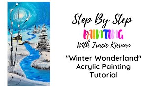 "Winter Wonderland" Acrylic Painting Tutorial On 10 x 20 Canvas