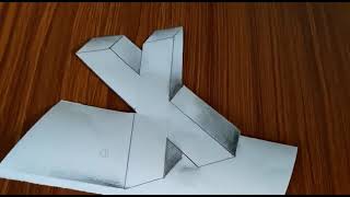 How to Draw 3D Floating Letter X - drawing sheet