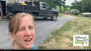 The truck arrives loaded with cucumbers and summer squash