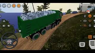 Transport Dumper truck off road driving l green tipper truck